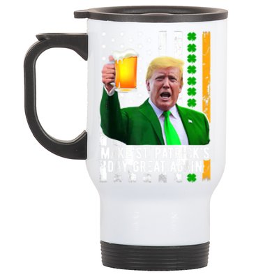 Make St Patrick's Day Great Again Funny Trump Shamrock Beer Gift Stainless Steel Travel Mug