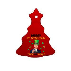 Merry St Patrick's Day Trick Or Treat Funny Confused Joe Biden Ceramic Tree Ornament