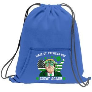 Make St Patrick's Day Great Again Trump Us Flag Irish Clover Gift Sweatshirt Cinch Pack Bag