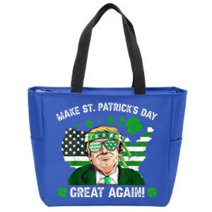 Make St Patrick's Day Great Again Trump Us Flag Irish Clover Gift Zip Tote Bag