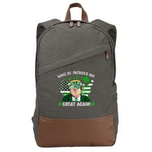 Make St Patrick's Day Great Again Trump Us Flag Irish Clover Gift Cotton Canvas Backpack