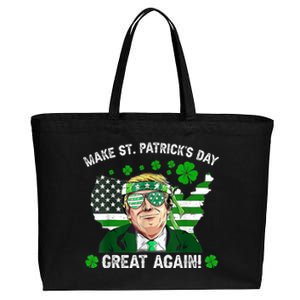 Make St Patrick's Day Great Again Trump Us Flag Irish Clover Gift Cotton Canvas Jumbo Tote