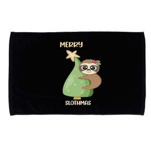 Merry Slothmas Pajamas Christmas Tree Bedding Gift Microfiber Hand Towel