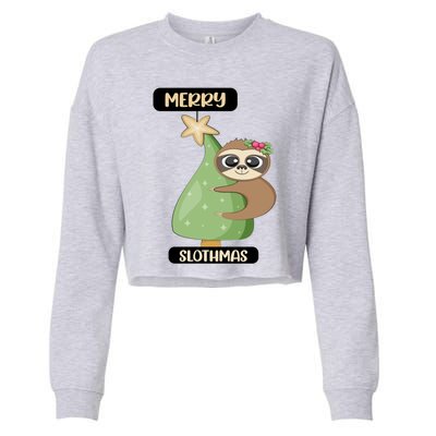 Merry Slothmas Pajamas Christmas Tree Bedding Gift Cropped Pullover Crew