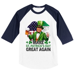 Make St Patricks Day Great Again Funny Trump Baseball Sleeve Shirt