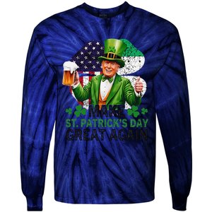 Make St Patricks Day Great Again Funny Trump Tie-Dye Long Sleeve Shirt