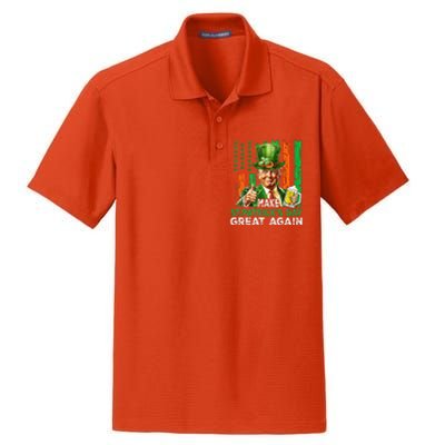 Make St Patricks Day Great Again Funny Trump Dry Zone Grid Polo