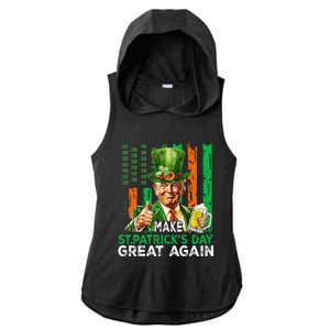 Make St Patricks Day Great Again Funny Trump Ladies PosiCharge Tri-Blend Wicking Draft Hoodie Tank