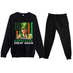 Make St Patricks Day Great Again Funny Trump Premium Crewneck Sweatsuit Set