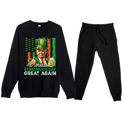 Make St Patricks Day Great Again Funny Trump Premium Crewneck Sweatsuit Set