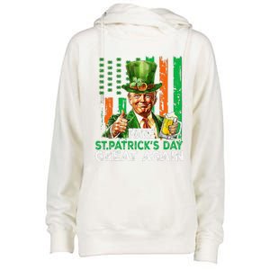 Make St Patricks Day Great Again Funny Trump Womens Funnel Neck Pullover Hood