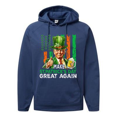 Make St Patricks Day Great Again Funny Trump Performance Fleece Hoodie