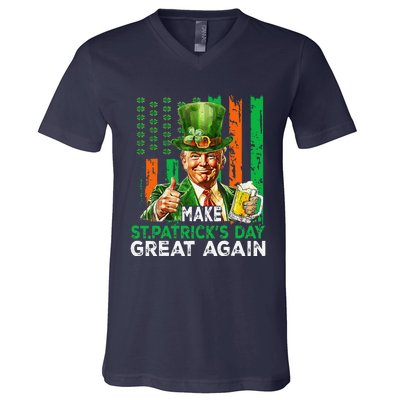 Make St Patricks Day Great Again Funny Trump V-Neck T-Shirt