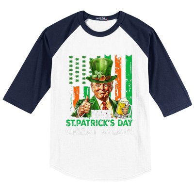 Make St Patricks Day Great Again Funny Trump Baseball Sleeve Shirt