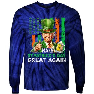 Make St Patricks Day Great Again Funny Trump Tie-Dye Long Sleeve Shirt