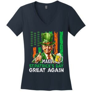 Make St Patricks Day Great Again Funny Trump Women's V-Neck T-Shirt