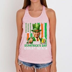 Make St Patricks Day Great Again Funny Trump Women's Knotted Racerback Tank