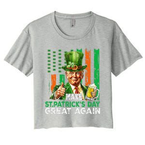 Make St Patricks Day Great Again Funny Trump Women's Crop Top Tee