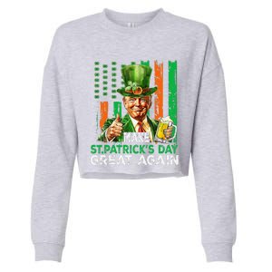 Make St Patricks Day Great Again Funny Trump Cropped Pullover Crew