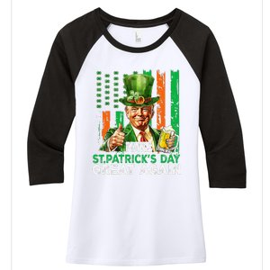 Make St Patricks Day Great Again Funny Trump Women's Tri-Blend 3/4-Sleeve Raglan Shirt