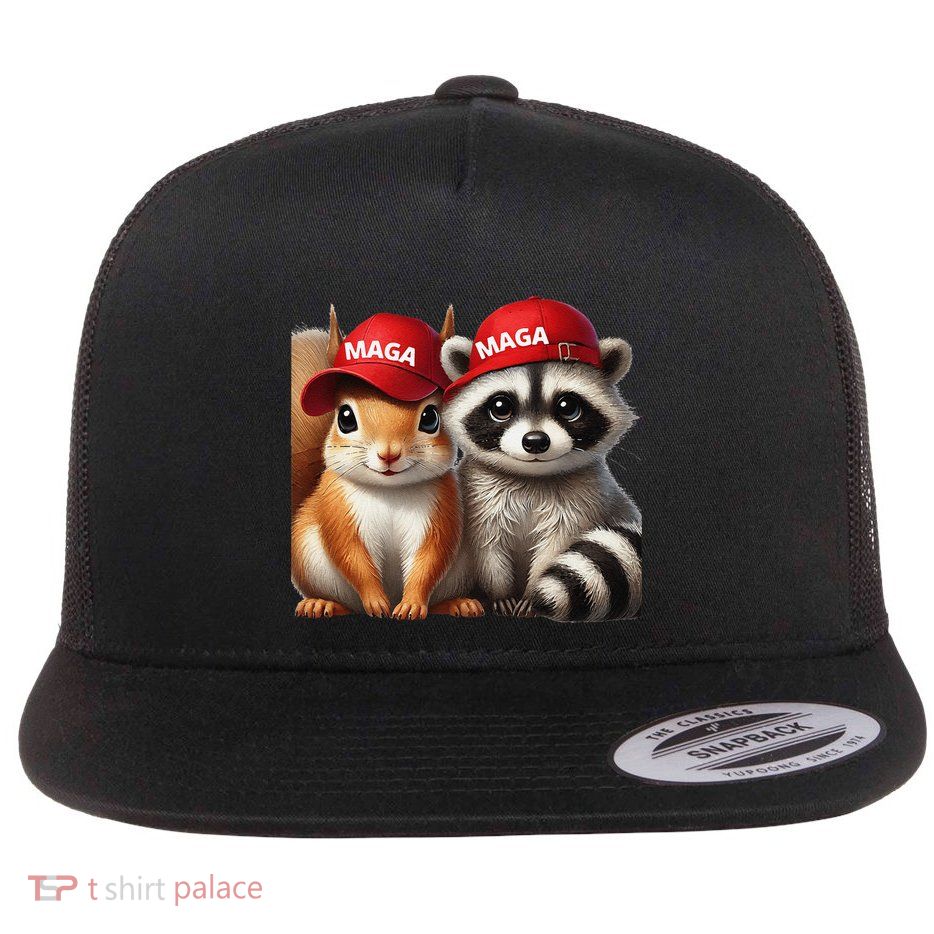 Maga Star Peanut The Squirrel & Fred The Raccoon Flat Bill Trucker Hat