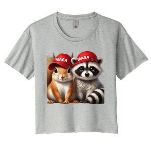 Maga Star Peanut The Squirrel & Fred The Raccoon Women's Crop Top Tee