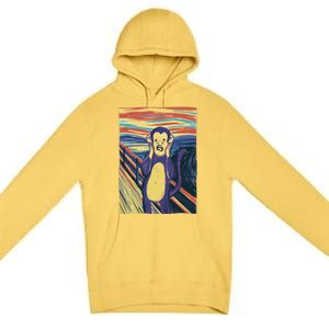 Monkey Screaming Painting Parody Premium Pullover Hoodie