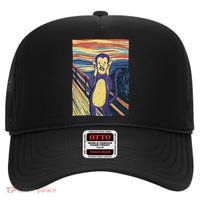 Monkey Screaming Painting Parody High Crown Mesh Back Trucker Hat