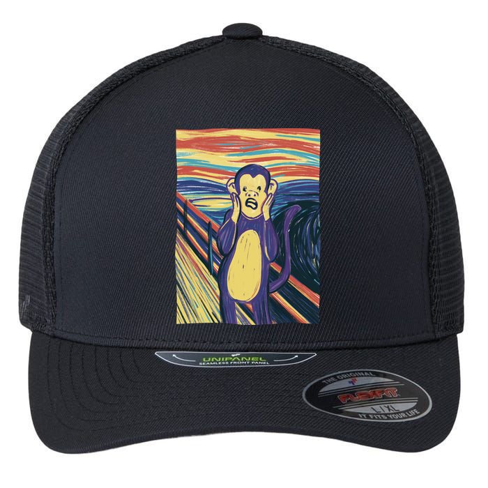 Monkey Screaming Painting Parody Flexfit Unipanel Trucker Cap