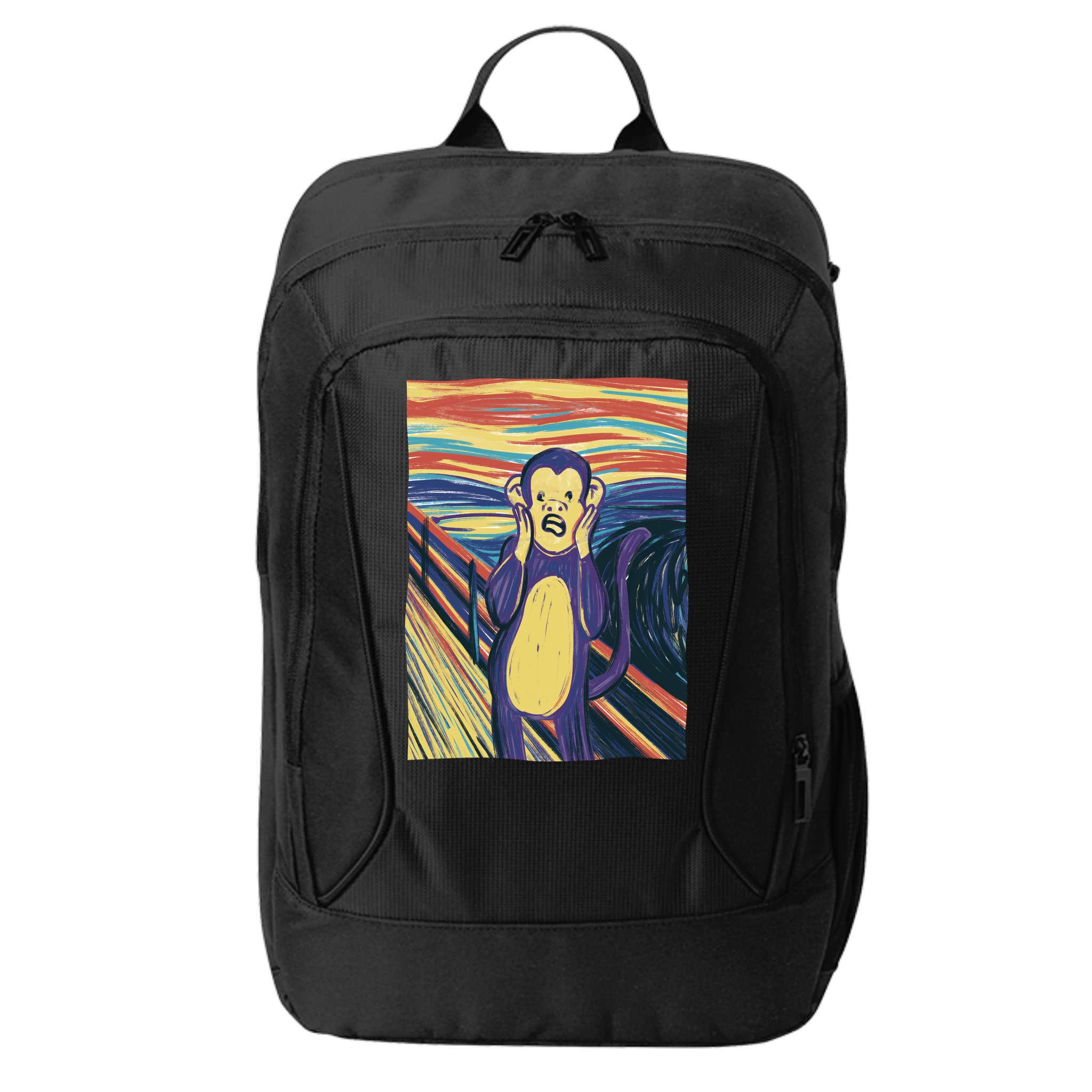 Monkey Screaming Painting Parody City Backpack