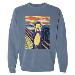 Monkey Screaming Painting Parody Garment-Dyed Sweatshirt