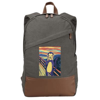 Monkey Screaming Painting Parody Cotton Canvas Backpack