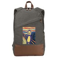 Monkey Screaming Painting Parody Cotton Canvas Backpack