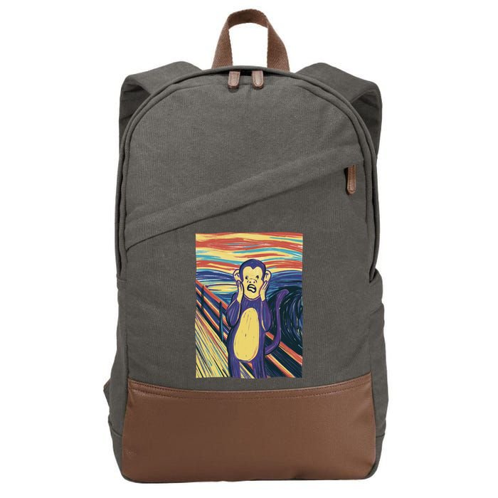 Monkey Screaming Painting Parody Cotton Canvas Backpack