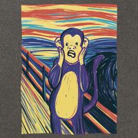 Monkey Screaming Painting Parody Cotton Canvas Backpack