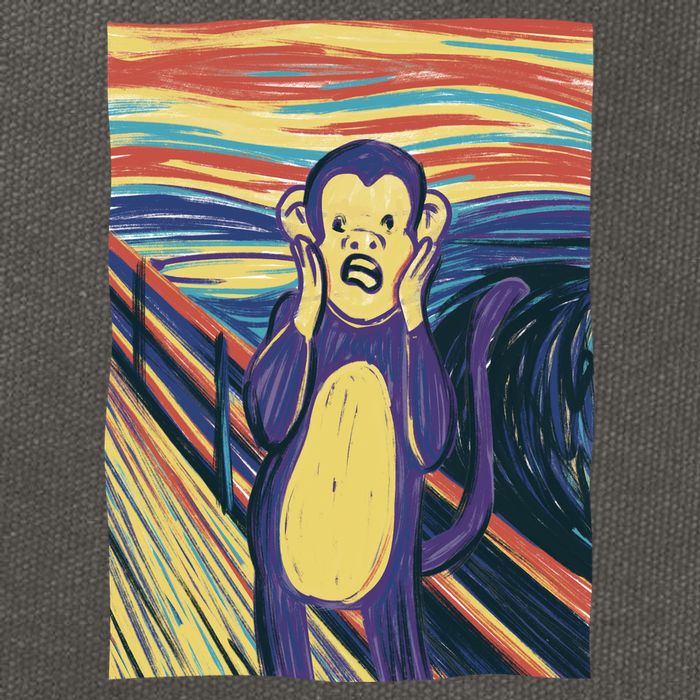 Monkey Screaming Painting Parody Cotton Canvas Backpack