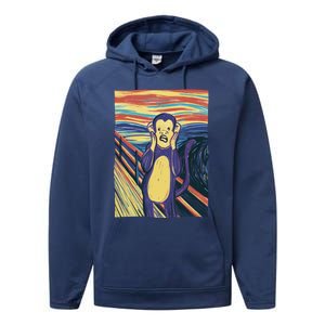 Monkey Screaming Painting Parody Performance Fleece Hoodie