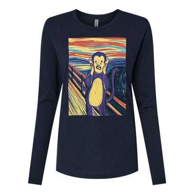 Monkey Screaming Painting Parody Womens Cotton Relaxed Long Sleeve T-Shirt