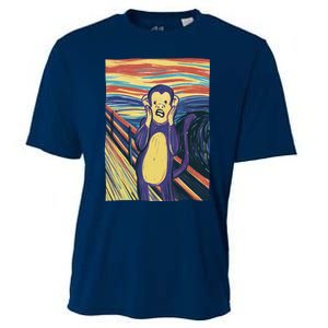 Monkey Screaming Painting Parody Cooling Performance Crew T-Shirt