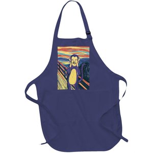 Monkey Screaming Painting Parody Full-Length Apron With Pockets