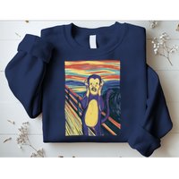 Monkey Screaming Painting Parody Sweatshirt