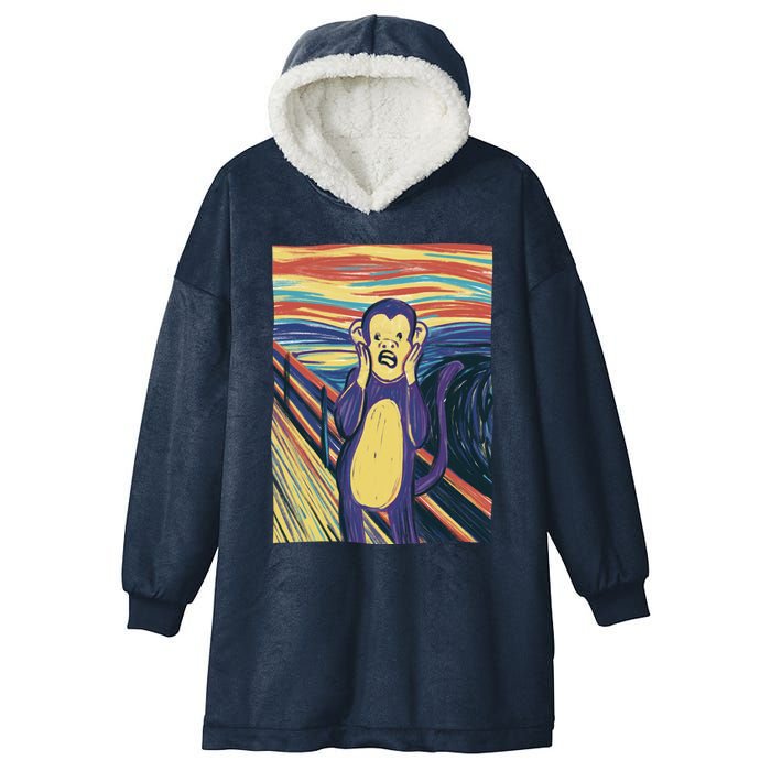 Monkey Screaming Painting Parody Hooded Wearable Blanket