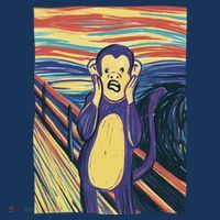 Monkey Screaming Painting Parody Button