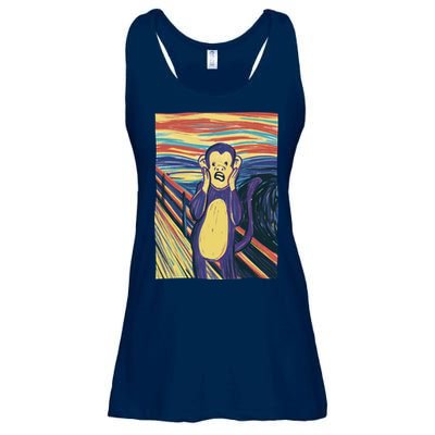 Monkey Screaming Painting Parody Ladies Essential Flowy Tank