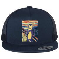 Monkey Screaming Painting Parody Flat Bill Trucker Hat