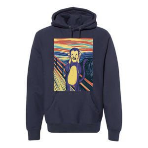 Monkey Screaming Painting Parody Premium Hoodie