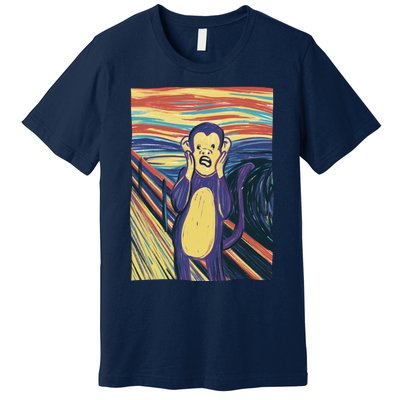 Monkey Screaming Painting Parody Premium T-Shirt