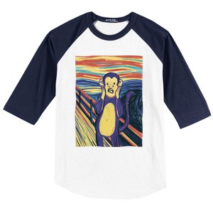 Monkey Screaming Painting Parody Baseball Sleeve Shirt