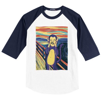 Monkey Screaming Painting Parody Baseball Sleeve Shirt