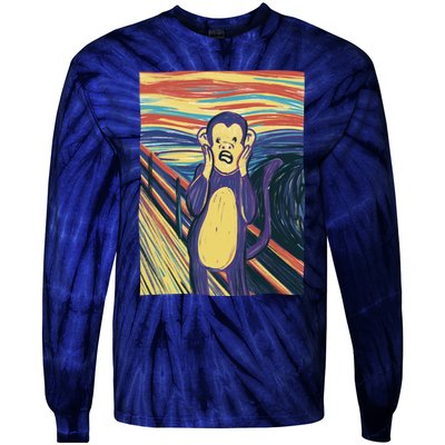 Monkey Screaming Painting Parody Tie-Dye Long Sleeve Shirt